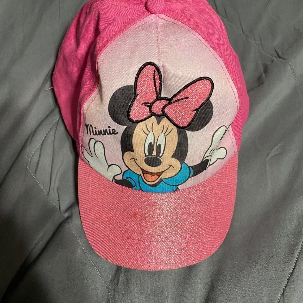 Girls Minnie Mouse pink sparkle baseball cap